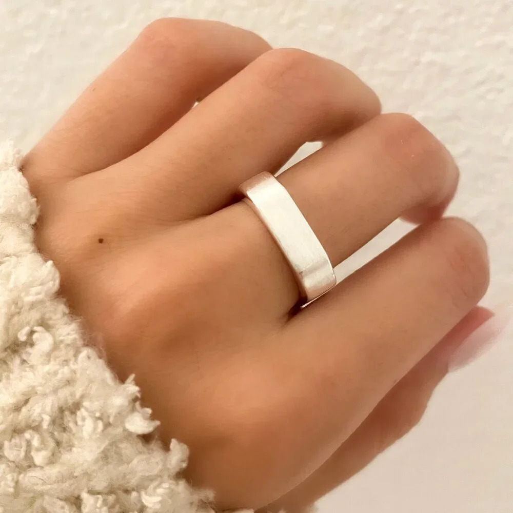 925 Sterling Silver Bar Ring Minimalist Dainty Bar Ring Brushed Silver Ring
